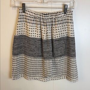 Madewell Black and White Faux Wrap Silk Skirt